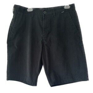 Hurley Men's Black Casual Chino Cargo Shorts Side Front Pockets Size W33